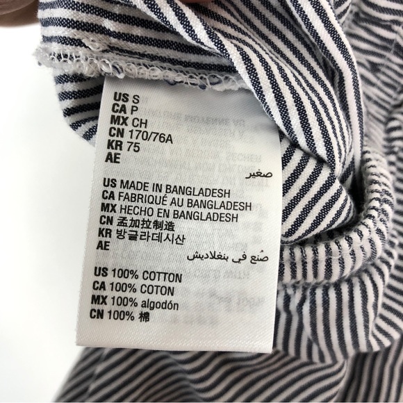 Karen Scott 100% Cotton Wide Leg Cropped Pants Vertical Striped Blue White - Picture 8 of 9